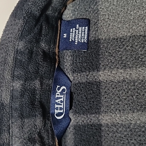 CHAPS Gray Black Plaid Long Sleeve Fleece Flannel Shirt W/Jacket Pockets Medium - Picture 10 of 16